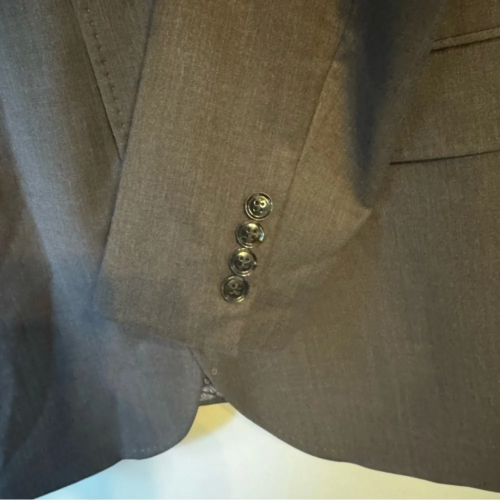 Ted Baker London Mens Gray Roger Trim Fit Solid Wool Blazer Button Closure 42L